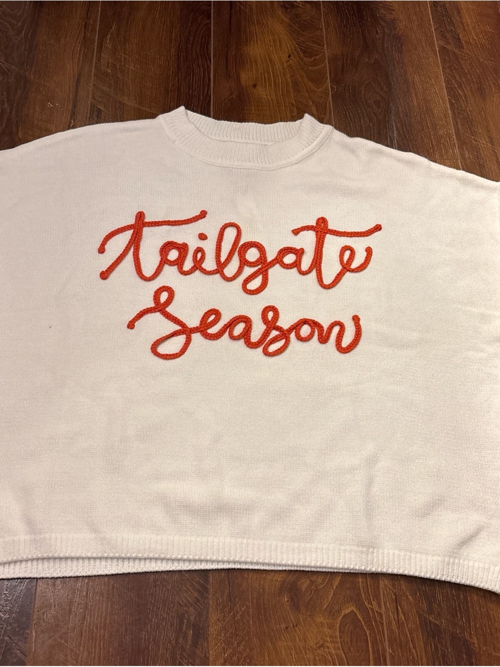 Anna & Ava White and Crewneck Sweater with Orange Script #Longhorns #gameday #UT